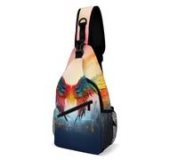 Colorful Wings Sling Bag for Men Women Crossbody Backpack Colorful Fish Mermaid Scales Crossbody Bag Chest Bags for Travel Sport