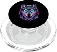 Colorful Wolf Portrait PopSockets PopGrip pour MagSafe