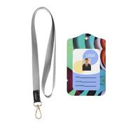 Colorful World Lot de 2 porte-badges en cuir synthétique avec 1 fenêtre transparente pour carte d'identité et cordon tour de cou