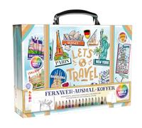 Colorful World Weltreise - Fernweh-Ausmal-Koffer: Koffer mit Ausmalbuch, Postkartenblock und großer Karte zum Ausmalen, kleinem Anleitungsbuch und 16 Buntstiften mit weichen Minen