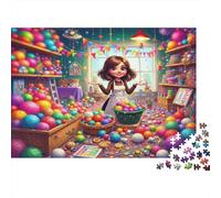 Colorful Yarn Shop Colourful Easter Egg Shop Girl 1000 Pieces Jigsaw for Adults Beautifully Illustrated Challenging Home Activity 52x38cm/1000pcs