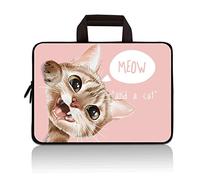 Colorfulbags Housse de transport en néoprène pour ordinateur portable 11"/11,6" 12"/12,1" 12,5" Compatible avec Samsung Google Acer HP DELL Lenovo Asus 11 11.6 12.1 12.2 inch Chat mignon