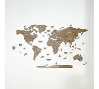 Colorfull Worlds Carte du monde en bois 3D, carte de voyage multicouche avec États et capitales, décoration murale pour la nouvelle maison, cadeau pour les voyageurs (L, Vega)