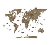 Colorfull Worlds Carte du Monde Murale en Bois 3D - Grande Carte du Monde en Bois pour Décoration Murale - Carte Monde Multicouche pour Salon, Chambre ou Bureau - Idée Cadeau Voyage Vega, XL