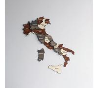 Colorfull Worlds Décoration murale en bois multicouche 3D en Italie, cadeau pour un ami italien, décoration murale en bois d'Italie, art mural pour la maison et la cuisine ou le bureau (mélangé, 90x77