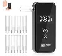 Colorfullife Ethylotest Electronique, Ethylotest, Ethylotest Electronique Homologué NF avec Affichage Numérique LCD, Alcotest Professionnel pour Un Usage Domestique ave 8 Embouchures【Noir】