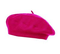 Colorfulmall Béret français classique vintage en laine d'artiste pour femme, bonnet, casquette, Rose Rouge, Taille unique