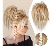 Colorfulpanda 26cm Court Extension Cheveux Naturel Queue de Cheval Pince,Chouchous Synthétique Lisse Chignon Postiche blond pour femmes filles