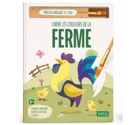 Sassi Junior - Livre de coloriage - Libère les couleurs de la ferme - Pinceau magique à l'eau - Vert