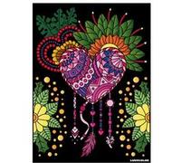 Coloriage - Attrape rêve - Tableau à colorier - Avec contours velours noir - Dès 3 ans