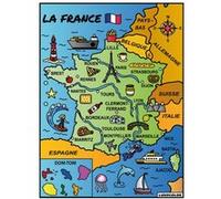 Coloriage - Carte de France - Tableau à colorier - Avec contours velours noir - Dès 3 ans