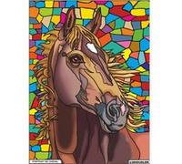 Coloriage - Cheval - Tableau à colorier - Avec contours velours noir - Dès 3 ans