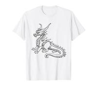 Coloriage Dragon à colorier soi-même T-Shirt Graphique avec Valeur, Homme, Blanc, M