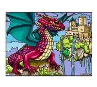 Coloriage - Dragon - Tableau à colorier - Avec contours velours noir - Dès 3 ans