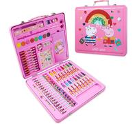 Coloriage Enfant,Malette Dessin avec Peinture,Crayons de Couleurs,Feutres Coloriage Enfants,Kit Peinture Enfant Complet 60 Pcs,Idée Cadeau Fille 3 Ans (Rose)