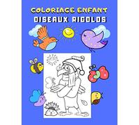 Coloriage enfant oiseaux rigolos: Livre de coloriage oiseaux pour enfant | 31 grands dessins amusants de Volatiles à colorier : moineau, hibou, cigogne, aigle