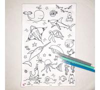Coloriage - feuille en tissu animaux mar