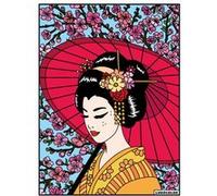 Coloriage - Geisha - Tableau à colorier - Avec contours velours noir - Dès 3 ans