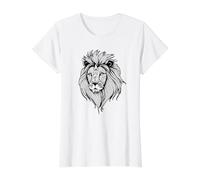 Coloriage Lion à colorier soi-même T-Shirt Graphique avec Valeur, Femme, Blanc, L