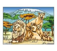 Coloriage - Lions - Tableau à colorier - Avec contours velours noir - Dès 3 ans