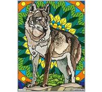 Coloriage - Loup - Tableau à colorier - Avec contours velours noir - Dès 3 ans