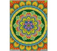 Coloriage - Mandala floral - Tableau à colorier - Avec contours velours noir - Dès 3 ans