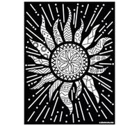 Coloriage - Mandala soleil - Tableau à colorier - Avec contours velours noir - Dès 3 ans