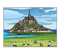Coloriage - Mont Saint-Michel - Tableau à colorier - Avec contours velours noir - Dès 3 ans