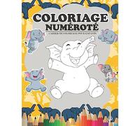 COLORIAGE NUMÉROTÉ: Coloriage par numero pour enfants dès 4 ans | Livre de Coloriage Elephants pour enfants | coloriage Numéroté Animaux enfants 4-8 ans