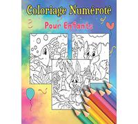 Coloriage Numéroté Pour Enfants: Coloriage par numero pour enfants dès 4 ans filles et garçons, 60 illustrations (chats, chiens, Gâteaux, papillons, dinosaures,..)