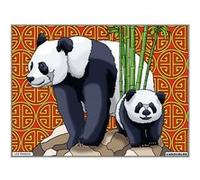 Coloriage - Pandas - Tableau à colorier - Avec contours velours noir - Dès 3 ans