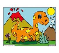 Coloriage - Petit diplodocus - Tableau à colorier - Avec contours velours noir - Dès 3 ans