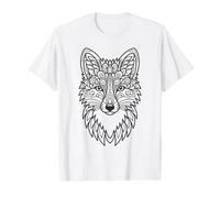 Coloriage Renard Mandala à colorier soi-même T-Shirt Graphique avec Valeur, Homme, Blanc, M