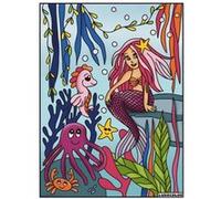 Coloriage - Sirène - Tableau à colorier - Avec contours velours noir - Dès 3 ans