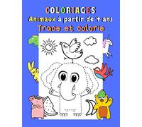 Coloriages animaux à partir de 4 ans: Trace et colorie pour maternelle | Cahier de coloriage animaux 4-6 ans | 30 dessins aux contours pointillés | Colorier Mouton Lapin Ours
