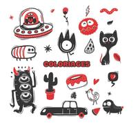 Coloriages: Doodle ART. 50 dessins originaux à colorier. Art therapie coloriages pour adultes et enfants.