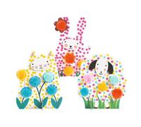 Coloriages pour les petits - des points et des pompons - dans l'herbe