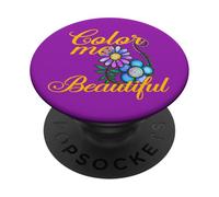 Colorie Moi Beau Plaisir Proverbes de Fleurs colorées PopSockets PopGrip Adhésif