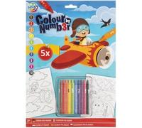 Coloriez les chiffres avec des crayons de couleur Avion