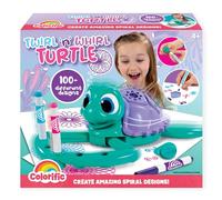 Colorific - Twirl ‘n’ Whirl Turtle - Machine à Dessiner Spirales 100+ Motifs - Pochoirs + Tampon - 3 Marqueurs Lavables - Dès 4 Ans - 2xAAA Non Incluses - Kit Créatif Enfants Tortue Tourbillonnante