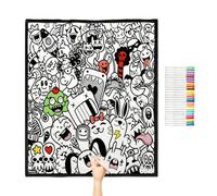Coloring Blanket - 59.06 X 50 Inches, Washable Soft Fleece, DIY Reusable Craft Blanket | Creative Drawing Blankets With 24 Color Markers For Kids, Teens, Adults, Preschool, Bedroom, Living Room Use