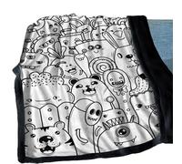 Coloring Blanket - Colour Your Own Fleece Throw Blanket | Drawing Art Blankets for Home Bed Sofa Decor | Soft Warm Polyester Creative Blankets for Kids Teens Women Winter All Season