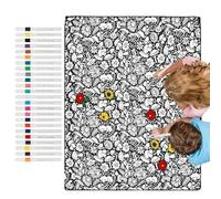 Coloring Blanket for Adults - 150x115cm Reusable Couch Mat,with 24 Markers Color Blankets,for DIY Crafts Painting Travel Couch Bed Night Nap Car