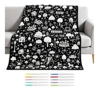 Coloring Blanket for Kids | Holiday Decorations | Doodle Blanket | for Kids Women Drawing Painting Sofa Home Travel Doodle Craft