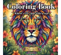 Coloring Book: Artistic Wildlife: A mesmerizing journey through the wild, where majestic creatures meet the delicate beauty of tropical blooms.