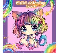 Coloring book: chibi style characters with princes and princesses, cute characters and animals like unicorns and others