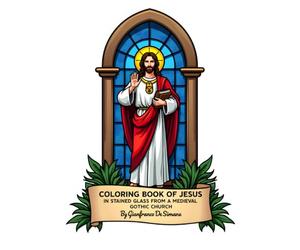 Coloring Book of Jesus in Stained Glass from a Medieval Gothic Church.: A Meditative Journey Through Sacred Images.