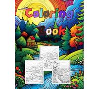Coloring Books for Adults Teens Kids Relaxation-Scenery Landscape Flowers and Trees: All line drawings are hand-painted by artists, with realistic pictures and rich detail