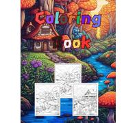 Coloring Books for Adults Teens Relaxation-Landscape Nature Cabin Creek Flowers: All line drawings are hand-painted by artists, with realistic pictures and rich details