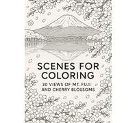 Coloring Books Scene of Mount Fuji and cherry blossoms: Spring Serenity: Deer and Fox Beneath Sakura and Mount Fuji